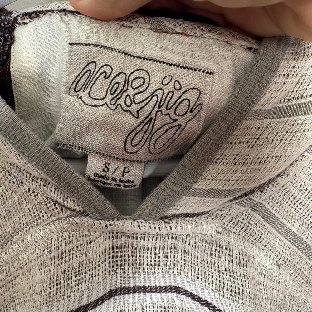 Ace & Jig Baja Hoodie Striped Cotton Gauze Neutral Boho Top Size Small - Picture 5 of 6